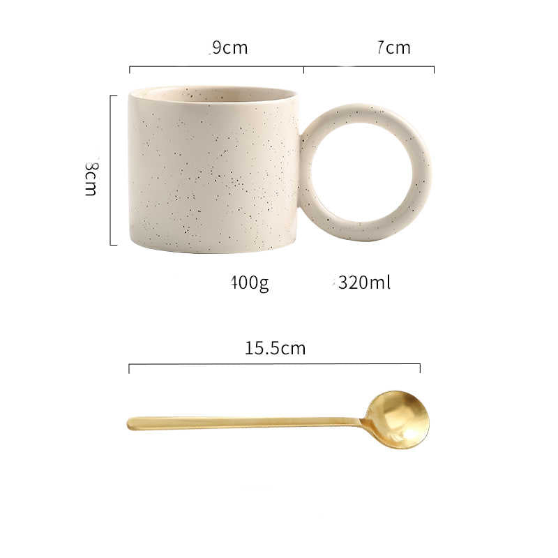 Big Ear Ceramic Cup with Spoon